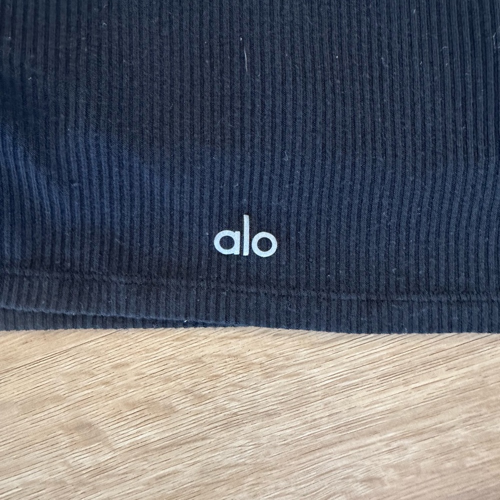 Alo One-Shoulder Black Ribbed Top - Picture 2 of 4